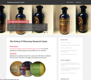 Website development work for the History of Pharmacy Research Center